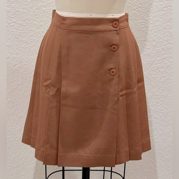Vintage Michele Camel Pleated wrap skirt with buttons closure SZ 10 petite EVC - Picture 1 of 13